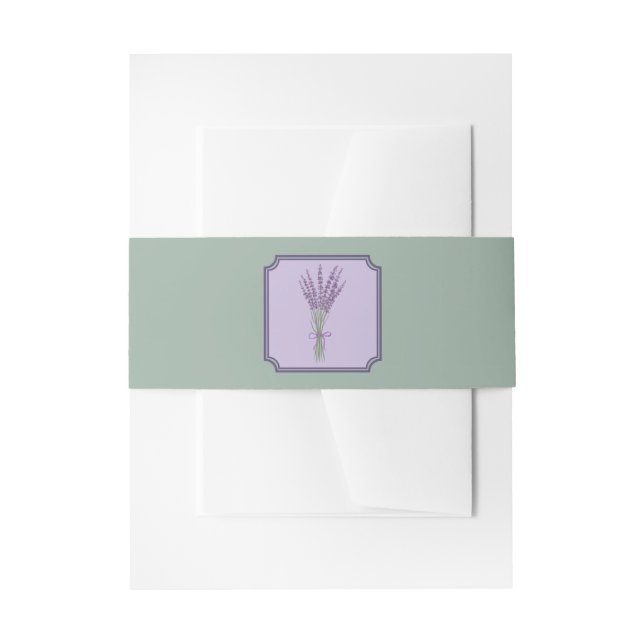 Cintas Para Invitaciones Flores de lavanda ramo Eucalyptus Boda Verde (Anverso Ejemplo)