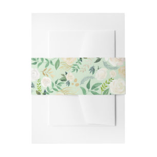 Cintas Para Invitaciones Flores de marfil acuarelas y verde vegetación