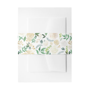 Cintas Para Invitaciones Flores de marfil de color acuático y blanco verde