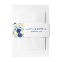 Cintas Para Invitaciones Flores de marfil de color Boda Royal Bue de la Mar