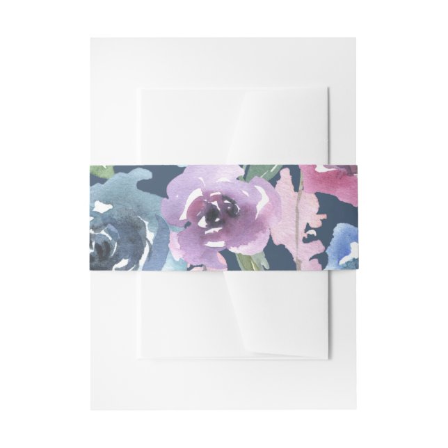 Cintas Para Invitaciones Flores de Medianoche | Boda Personalizada (Anverso Ejemplo)