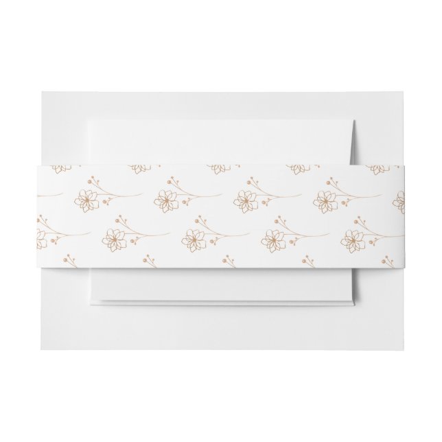 Cintas Para Invitaciones Flores de oro rosa (Anverso Ejemplo)