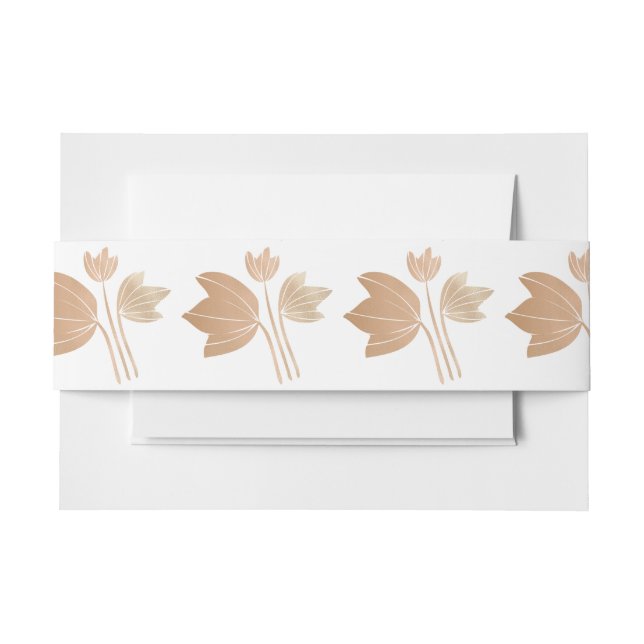 Cintas Para Invitaciones Flores de oro rosa (Anverso Ejemplo)