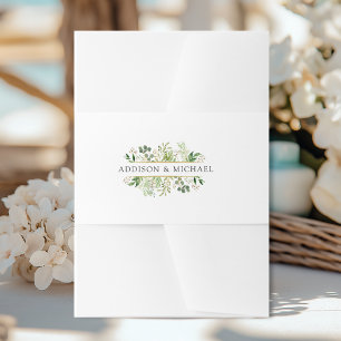 Cintas Para Invitaciones Flores de oro verde