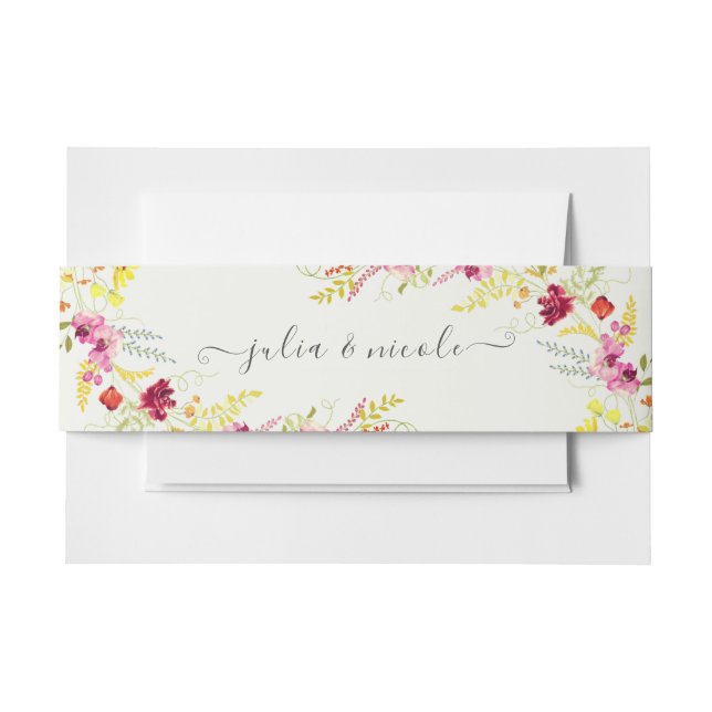 Cintas Para Invitaciones Flores de orquídeas violetas rosadas salvajes Boda (Anverso Ejemplo)