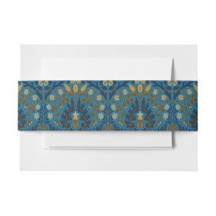 Cintas Para Invitaciones Flores de Otoño Azules y Turquesa de William Morri