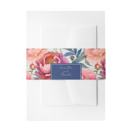 Cintas Para Invitaciones Flores de peones de color de agua elegante
