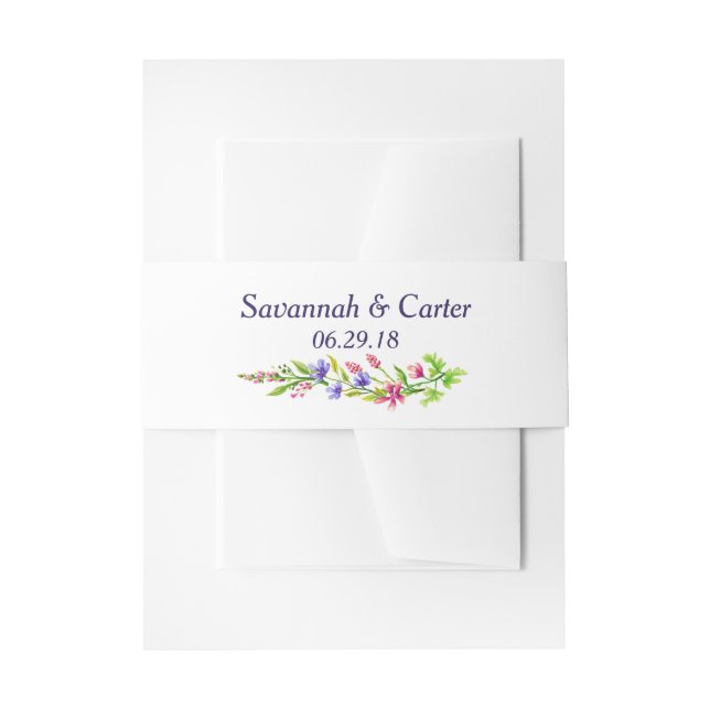 Cintas Para Invitaciones Flores de Verano Boda Personalizada (Anverso Ejemplo)