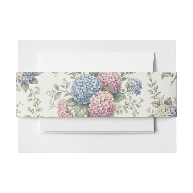 Cintas Para Invitaciones Flores delicadas de Hortensias Boda  (Anverso Ejemplo)
