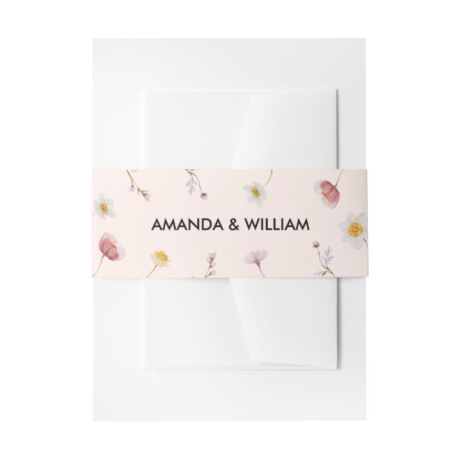 Cintas Para Invitaciones Flores Elegantes de Acuarela (Anverso Ejemplo)