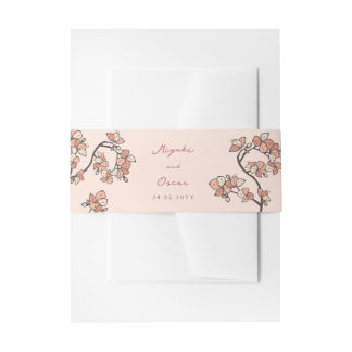 Cintas Para Invitaciones Flores Elegantes de Flor de Cerezo Rosa/Melocotón