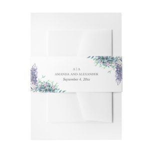 Cintas Para Invitaciones Flores moradas acuarelas. Boda de lavanda floral