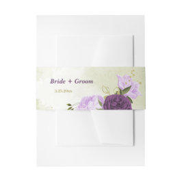 Cintas Para Invitaciones flores moradas hojas verdes boda