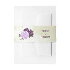 Cintas Para Invitaciones flores moradas hojas verdes boda