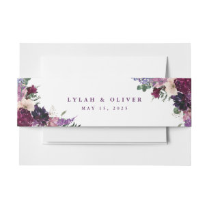 Cintas Para Invitaciones Flores púrpura exuberantes Boda romántico
