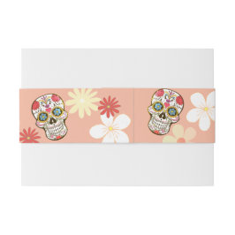 Cintas Para Invitaciones Flores retro Groovy de calavera de azúcar