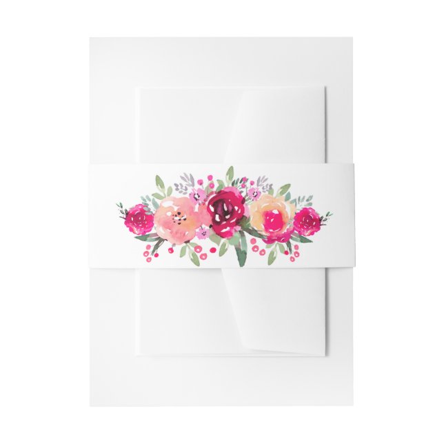 Cintas Para Invitaciones Flores rosa acuarelas (Anverso Ejemplo)