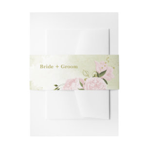 Cintas Para Invitaciones flores rosas románticas con hojas verdes boda