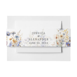 Cintas Para Invitaciones Flores salvajes azul turquesa elegante Boda formal