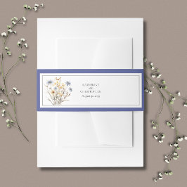 Cintas Para Invitaciones Flores salvajes azules elegante Boda formal