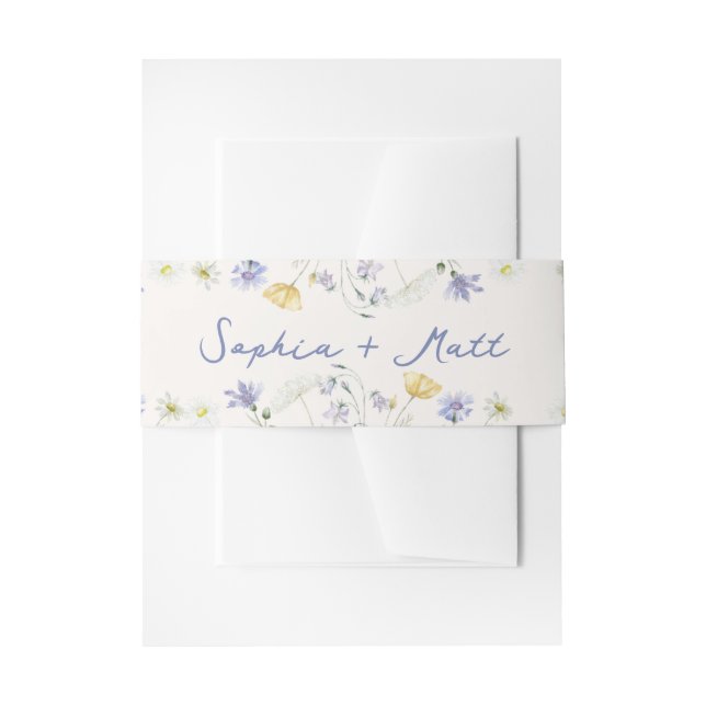 Cintas Para Invitaciones Flores Silvestres Boda Escrita a Mano  (Anverso Ejemplo)