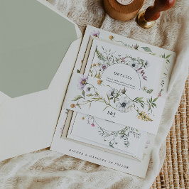 Cintas Para Invitaciones Flores silvestres botánicas | Boda de monograma