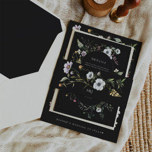 Cintas Para Invitaciones Flores silvestres botánicas oscuras Boda de mono