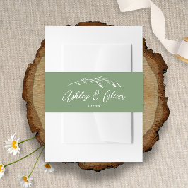 Cintas Para Invitaciones Flores silvestres rusas guión de Boda verde sabio