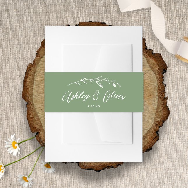 Cintas Para Invitaciones Flores silvestres rusas guión de Boda verde sabio (Subido por el creador)