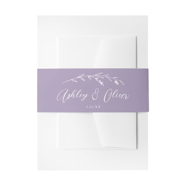 Cintas Para Invitaciones Flores silvestres rusas Script Lavender Boda morad (Anverso Ejemplo)