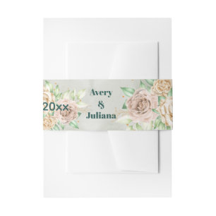 Cintas Para Invitaciones Flores tonos terrosos Boho elegante verde salvia