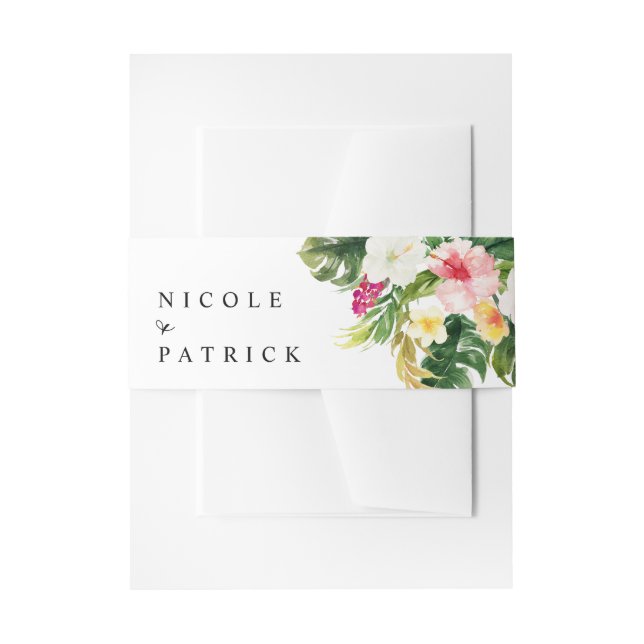 Cintas Para Invitaciones Flores tropicales acuáticas y Boda de la vegetació (Anverso Ejemplo)