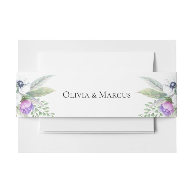 Cintas Para Invitaciones Flores violetas Boda Anemone (Anverso Ejemplo)