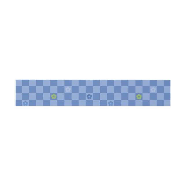 Cintas Para Invitaciones Flower Checkered Pattern No. 01 - Light Blue (Superficie plana)