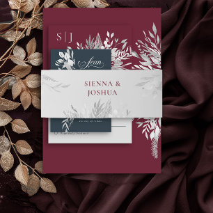 Cintas Para Invitaciones Foliage Botánico Gris Personalizado