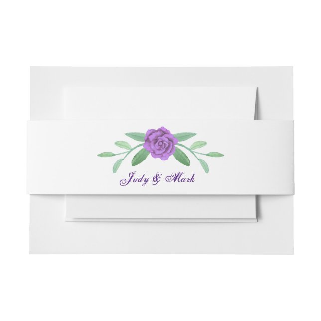 Cintas Para Invitaciones Foliage morado floral (Anverso Ejemplo)
