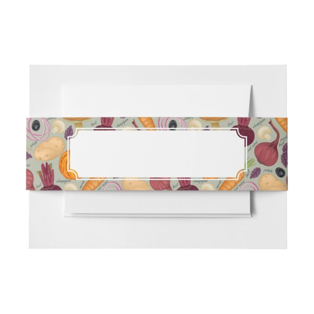 Cintas Para Invitaciones Fondo retro de verduras frescas (Anverso Ejemplo)