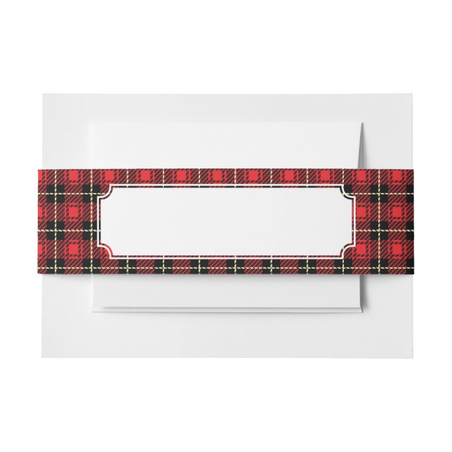 Cintas Para Invitaciones Fondo rojo de la tela escocesa (Anverso Ejemplo)