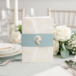 Cintas Para Invitaciones French Heron Dusty Blue Wedding