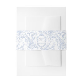Cintas Para Invitaciones French Toile Blue Floral Chinoiserie Monogram