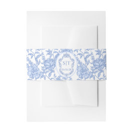 Cintas Para Invitaciones French Toile Blue Floral Chinoiserie Monogram