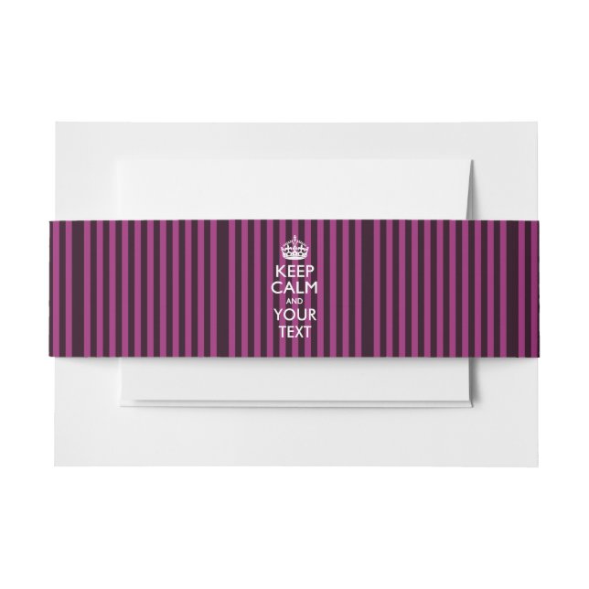 Cintas Para Invitaciones Fuchsia Stripes MANTIENE CALMA Y Tu Texto Creativo (Anverso Ejemplo)