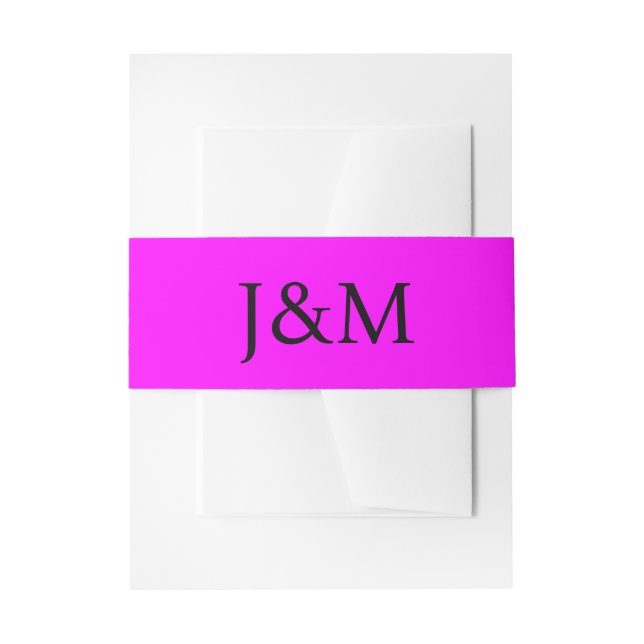 Cintas Para Invitaciones Fuchsia Wedding Monogram Belly Bands (Anverso Ejemplo)