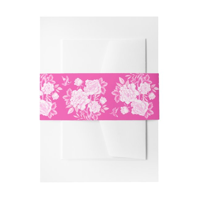 Cintas Para Invitaciones Fuchsia White Chinoiserie Boda de gran milenio (Anverso Ejemplo)