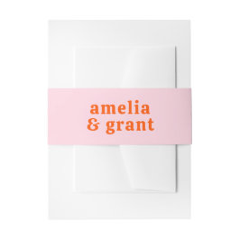 Cintas Para Invitaciones Fuente Retro Naranja y Rosa Boda Moderna