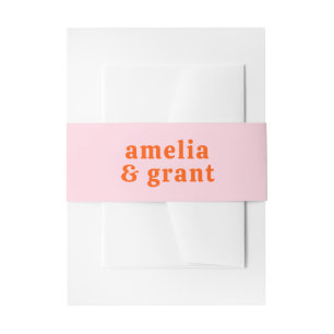Cintas Para Invitaciones Fuente Retro Naranja y Rosa Boda Moderna