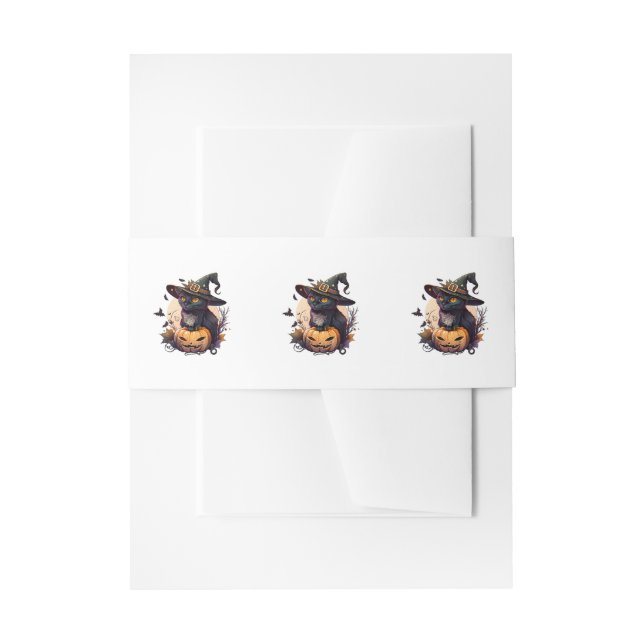 Cintas Para Invitaciones Gato de bruja para Halloween (Anverso Ejemplo)
