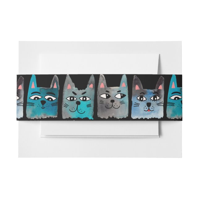 Cintas Para Invitaciones Gatos azules (Anverso Ejemplo)