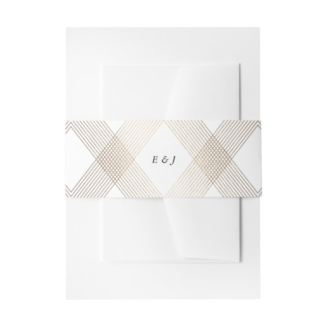 Cintas Para Invitaciones Gatsby blanco de oro Diamante Geométrico Art Deco (Anverso Ejemplo)