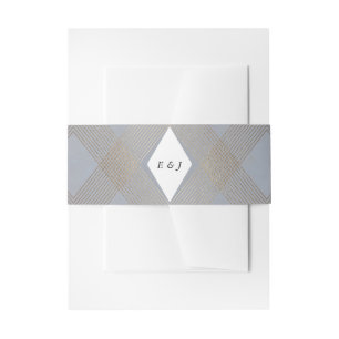 Cintas Para Invitaciones Gatsby de Gris Gris Gris Gemelo Oro Diamante Geomé